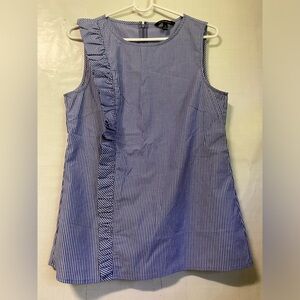 BANANA REPUBLIC Women Lightweight Cotton Tank Top Asymmetrical Ruffle Stripe